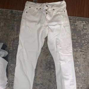 Straight leg white mom 501 jean